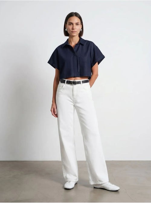 Hoge taille wide-leg jeans van katoen denim dilvin - Kiabi Hoge taille wide-leg jeans van katoen denim dilvin - Kiabi