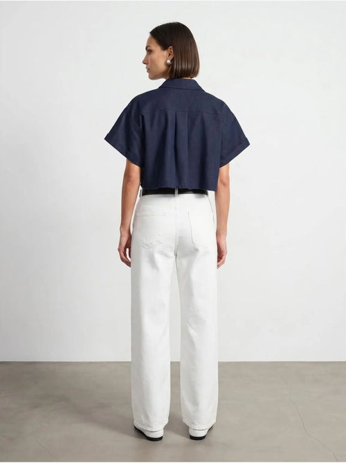 Hoge taille wide-leg jeans van katoen denim dilvin - Kiabi Hoge taille wide-leg jeans van katoen denim dilvin - Kiabi