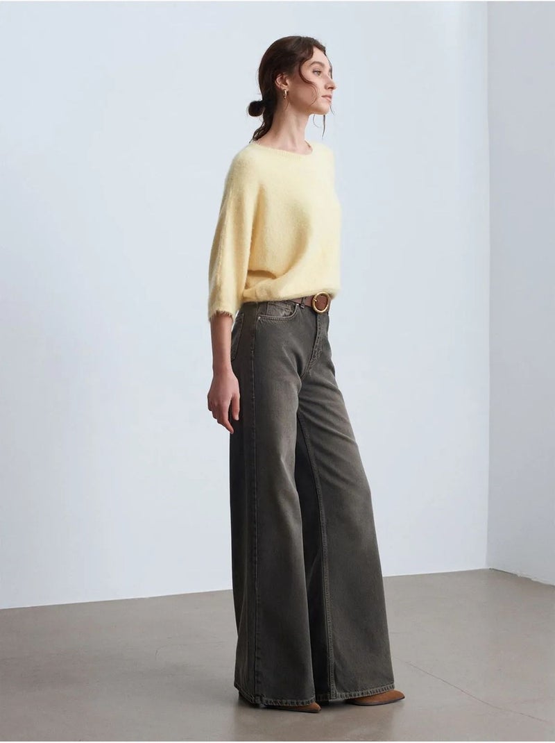 Hoge taille wide-leg jeans van katoen dilvin Donkergrijs - Kiabi