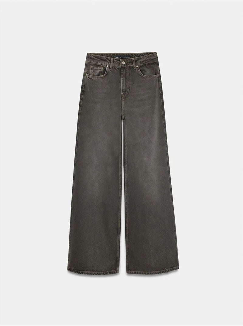 Hoge taille wide-leg jeans van katoen dilvin Donkergrijs - Kiabi