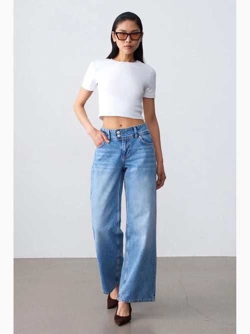 Hoge taille wide-leg jeans van katoen dilvin - Kiabi Hoge taille wide-leg jeans van katoen dilvin - Kiabi