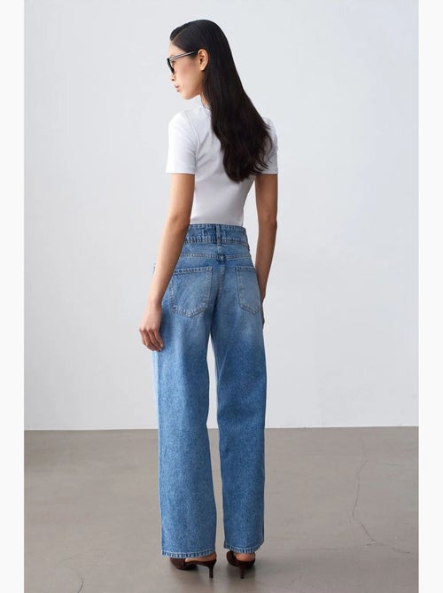 Hoge taille wide-leg jeans van katoen dilvin - Kiabi Hoge taille wide-leg jeans van katoen dilvin - Kiabi