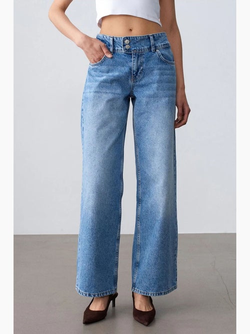 Hoge taille wide-leg jeans van katoen dilvin - Kiabi Hoge taille wide-leg jeans van katoen dilvin - Kiabi
