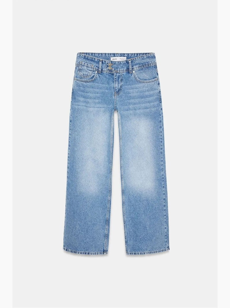 Hoge taille wide-leg jeans van katoen dilvin Saffierblauw - Kiabi