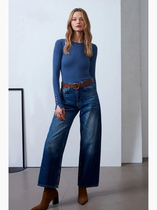 Hoge taille wide-leg jeans van katoen dilvin - Kiabi Hoge taille wide-leg jeans van katoen dilvin - Kiabi