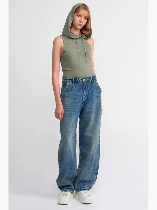 Hoge taille wide-leg jeans van katoen dilvin - Kiabi Hoge taille wide-leg jeans van katoen dilvin - Kiabi