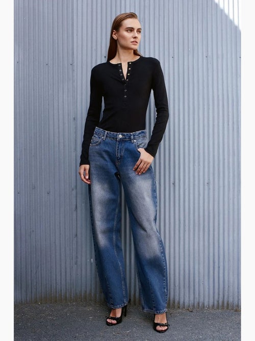 Hoge taille wide-leg jeans van katoen dilvin - Kiabi Hoge taille wide-leg jeans van katoen dilvin - Kiabi