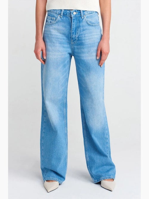 Hoge taille wide-leg jeans van katoen dilvin - Kiabi Hoge taille wide-leg jeans van katoen dilvin - Kiabi