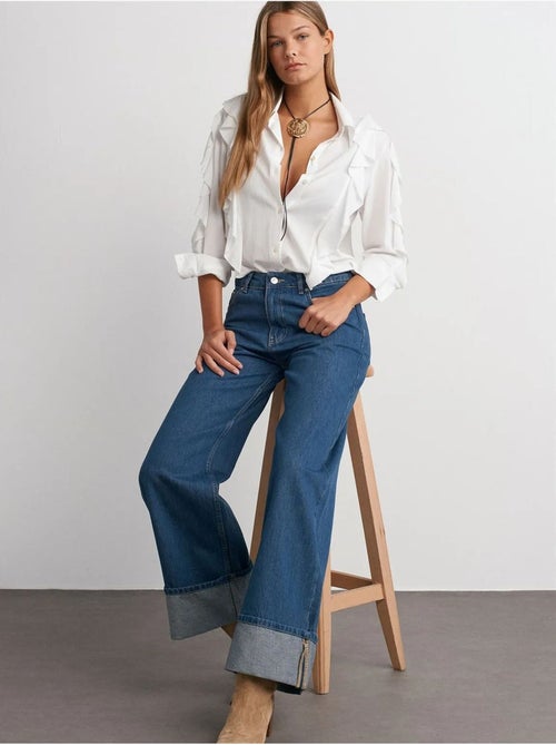 Hoge taille wide-leg jeans van katoen dilvin - Kiabi Hoge taille wide-leg jeans van katoen dilvin - Kiabi