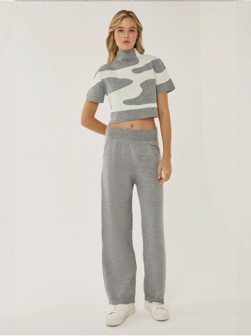 Hoge taille wijde gebreide broek - Kiabi Hoge taille wijde gebreide broek - Kiabi