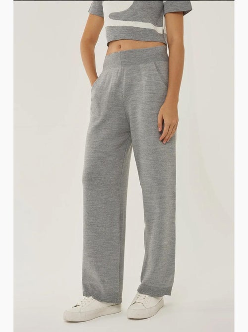 Hoge taille wijde gebreide broek hiccup - Kiabi