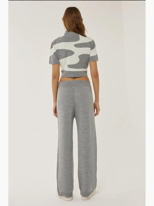 Hoge taille wijde gebreide broek hiccup - Kiabi