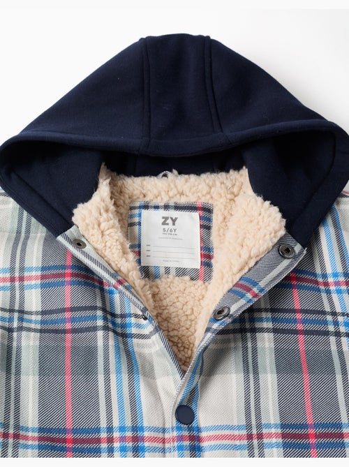 Hooded geruite overshirt met sherpa voering - Kiabi