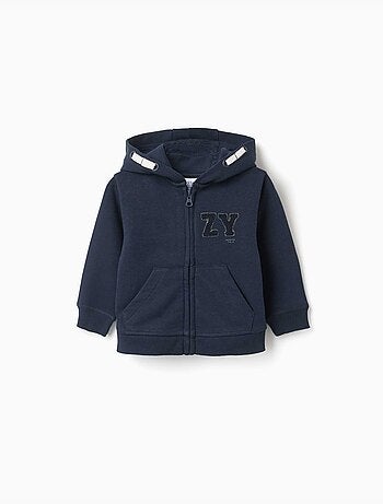 Hooded jas met zy bouclé borduursel