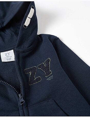 Hooded jas met zy bouclé borduursel