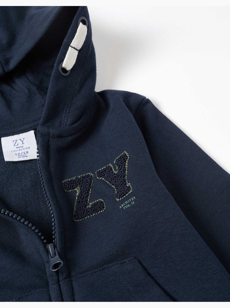 Hooded jas met ZY bouclé borduursel Donkerblauw - Kiabi