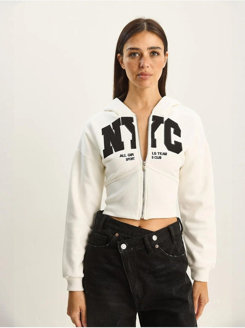 Hooded printed slim-fit cropped vest lucci Wit - Kiabi