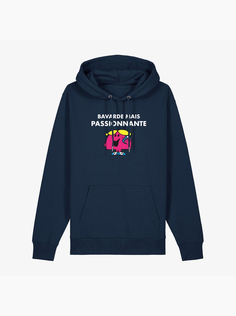 Hoodie Dames - BAVARDE MAIS PASSIONNANTE Marineblauw - Kiabi