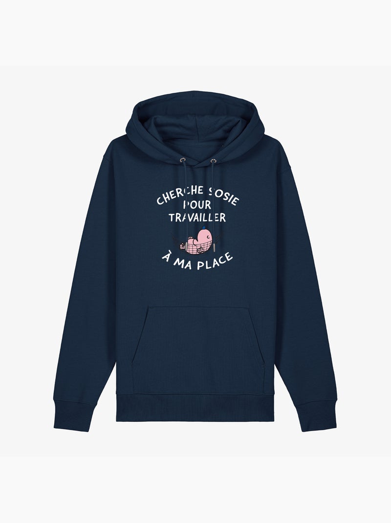 Hoodie Dames - CHERCHE SOSIE POUR TRAVAILLER A MA PLACE Marineblauw - Kiabi