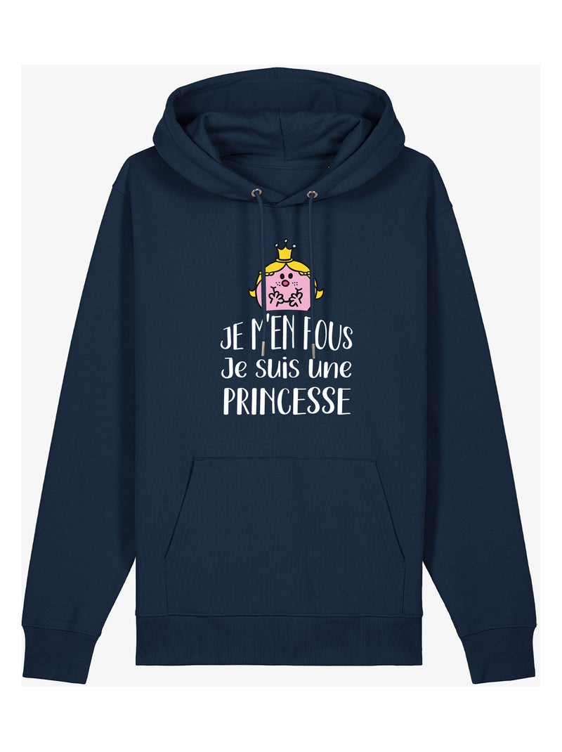 Hoodie Dames - JE M EN FOUS JE SUIS UNE PRINCESSE Marineblauw - Kiabi