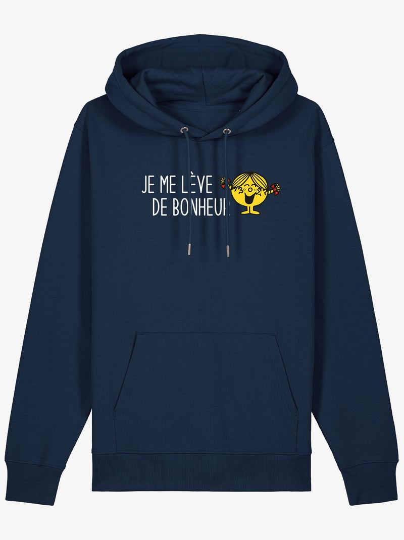 Hoodie Dames - JE ME LEVE DE BONHEUR Marineblauw - Kiabi