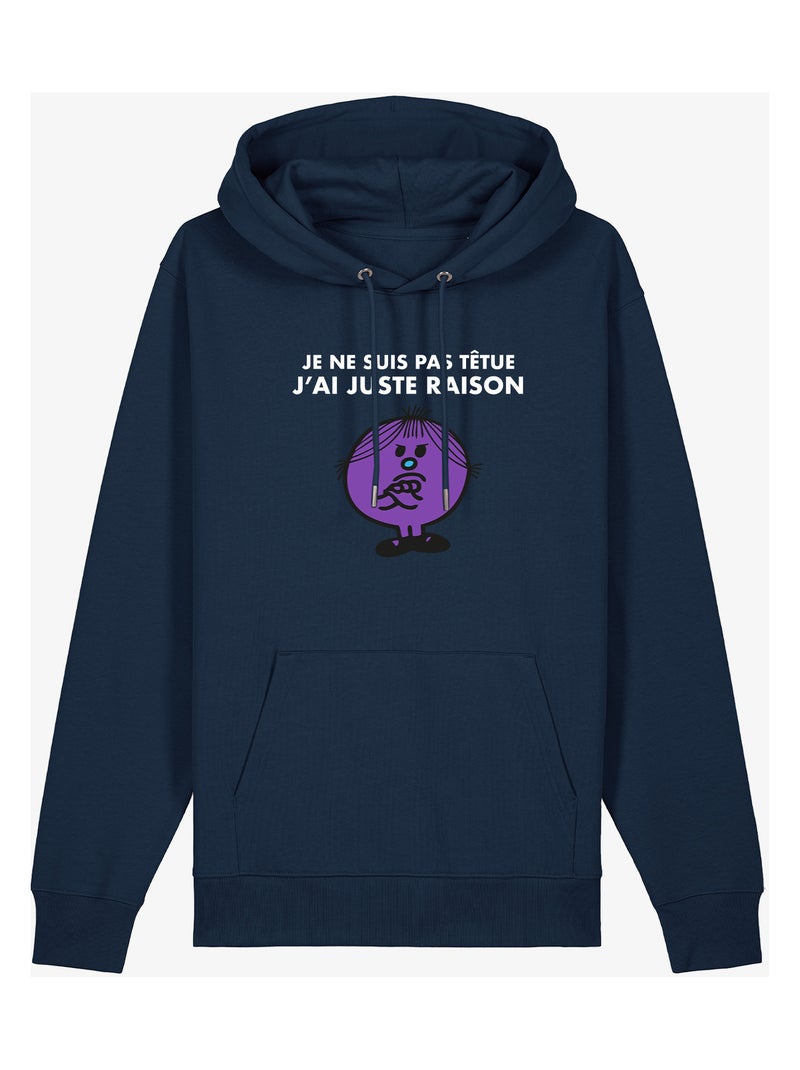 Hoodie Dames - JE NE SUIS PAS TETUE J AI JUSTE RAISON Marineblauw - Kiabi