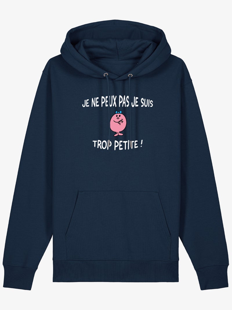 Hoodie Dames - JE PEUX PAS JE SUIS TROP PETITE Marineblauw - Kiabi