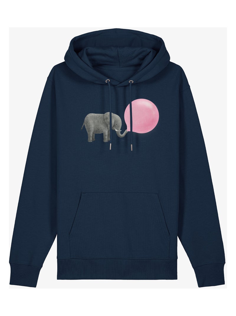 Hoodie Dames - JUMBO BUBBLE GUM Marineblauw - Kiabi