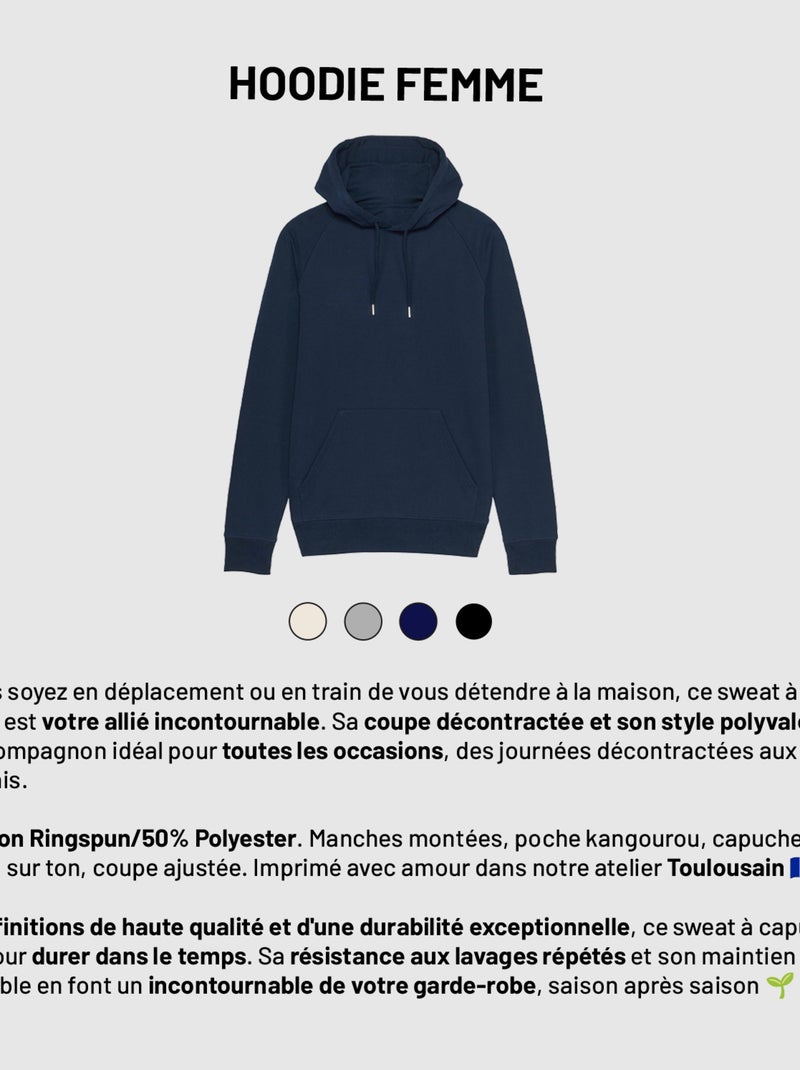 Hoodie Dames - LA VIE EST BELLE A LA RETRAITE Marineblauw - Kiabi