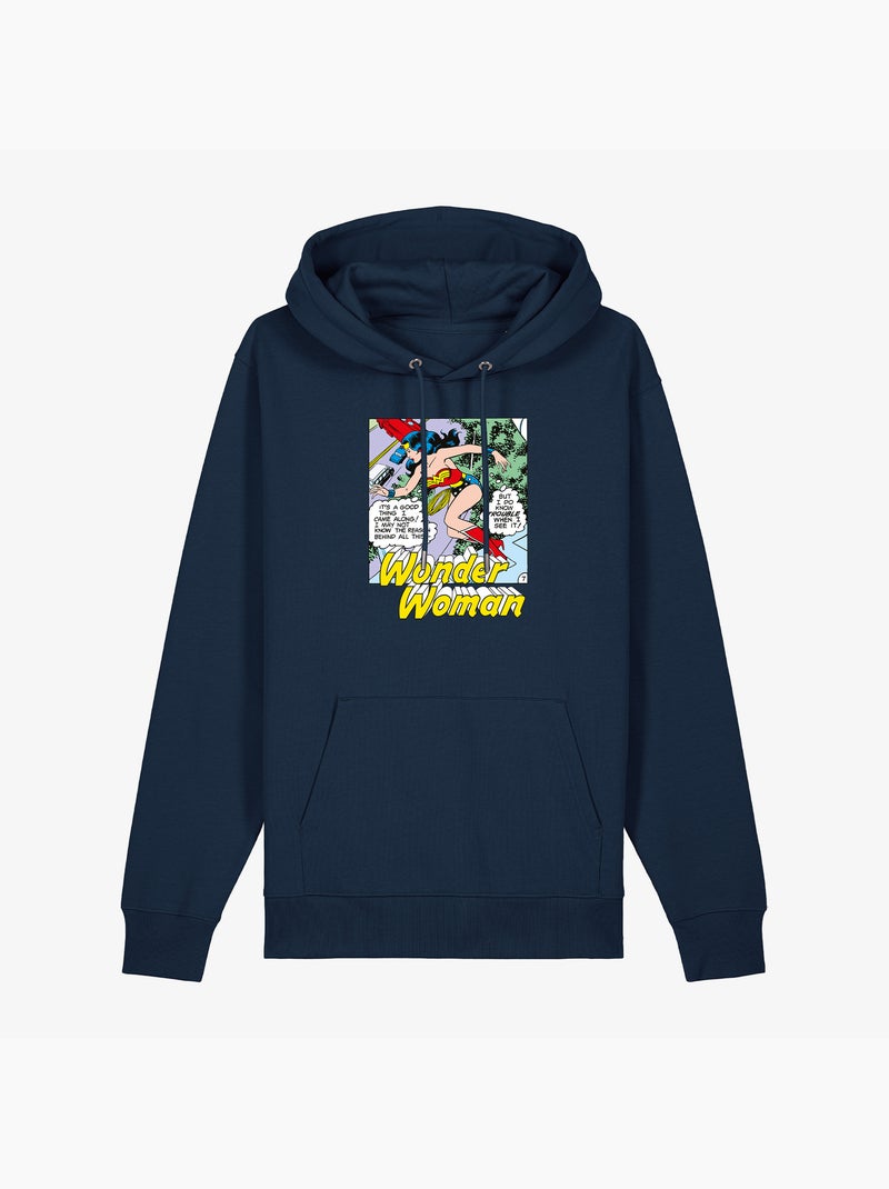 Hoodie Dames - WONDER WOMAN I DO KNOW TROUBLE WHEN I SEE IT Marineblauw - Kiabi