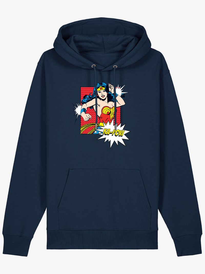 Hoodie Dames - WONDER WOMAN KA POW Marineblauw - Kiabi