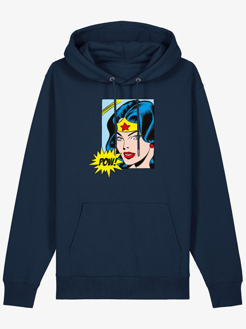 Hoodie Dames - WONDER WOMAN POW Marineblauw - Kiabi