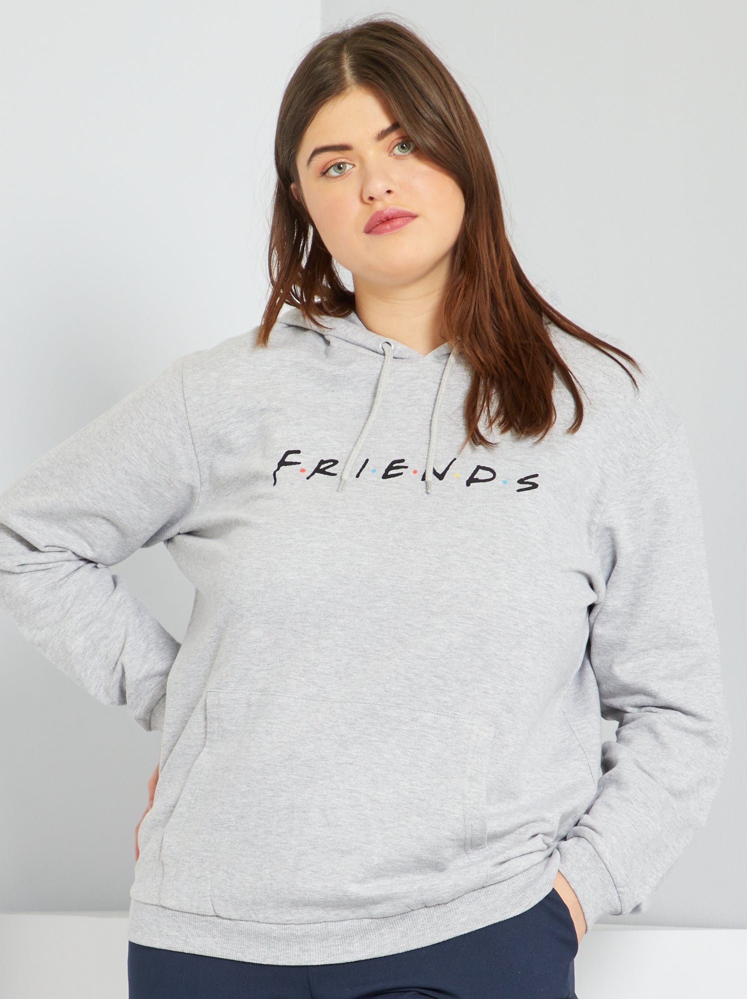 Hoodie Friends grijs gemeleerd Kiabi 25.00