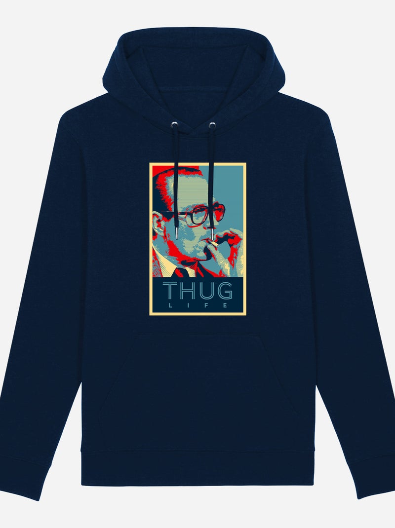 Hoodie Homme - CHIRAC THUG LIFE Bleu marine - Kiabi