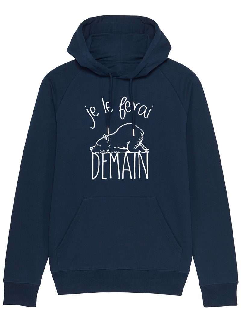 Hoodie Homme - JE LE FERAI DEMAIN Bleu marine - Kiabi