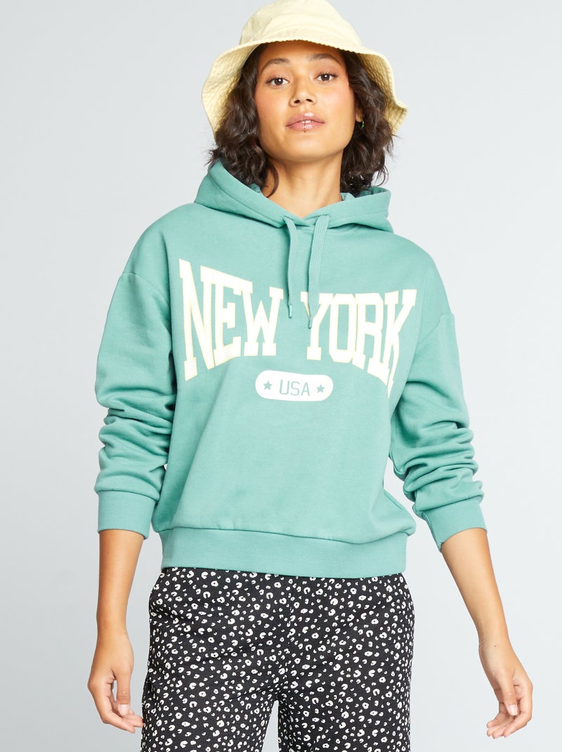 Hoodie in campusstijl BLAUW - Kiabi