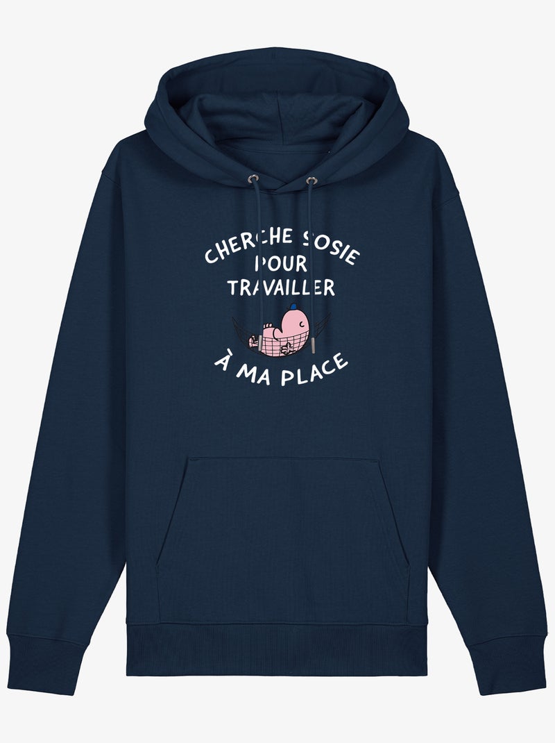 Hoodie Man - CHERCHE SOSIE POUR TRAVAILLER A MA PLACE Marineblauw - Kiabi
