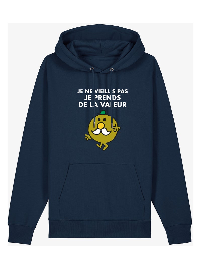 Hoodie Man - JE NE VIEILLIS PAS JE PRENDS DE LA VALEUR Marineblauw - Kiabi