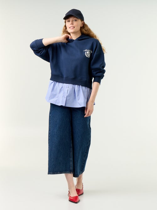 Hoodie met 2-in-1-effect en hemdonderkant - Kiabi Hoodie met 2-in-1-effect en hemdonderkant - Kiabi