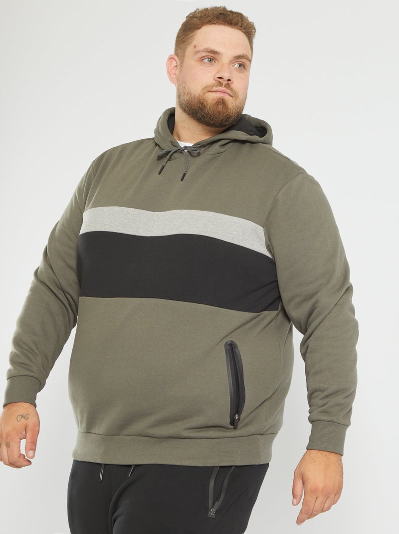 Hoodie met color block KAKI - Kiabi