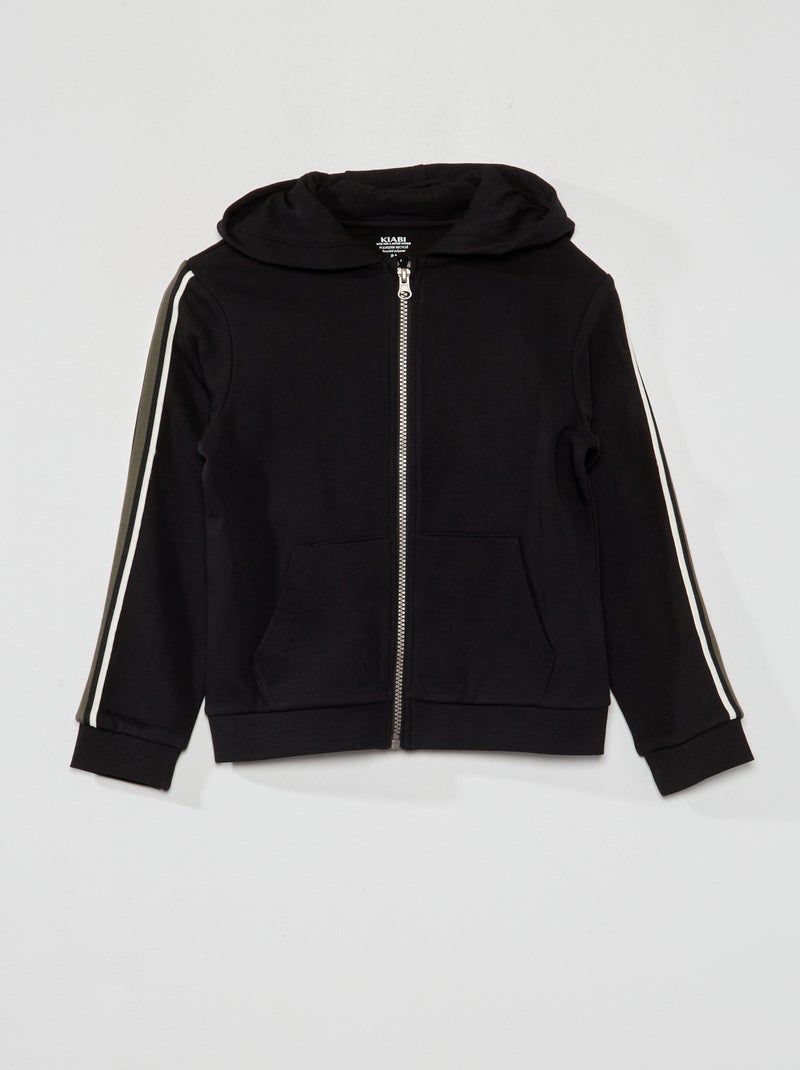 Hoodie met driekleurige streep zwart - Kiabi