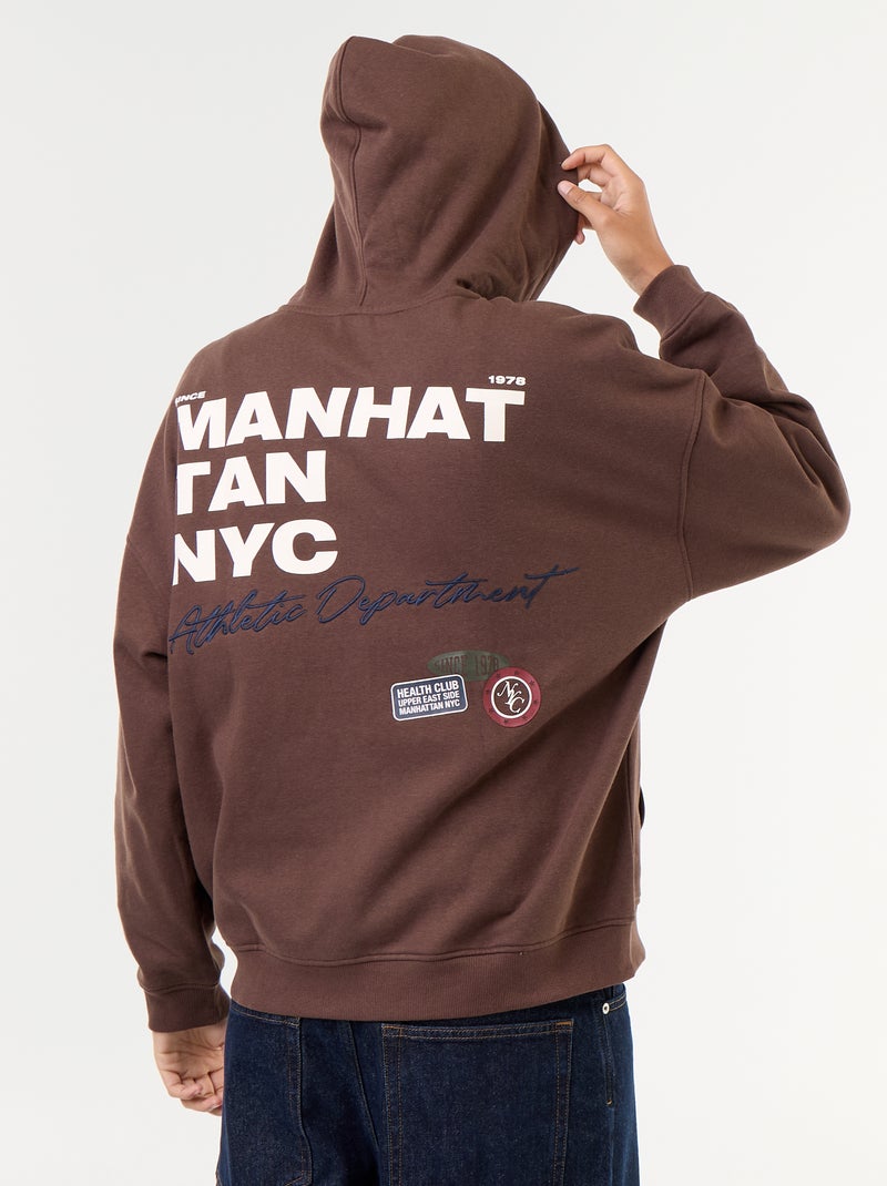 Hoodie met dubbelzijdige opdruk Bruin - Kiabi