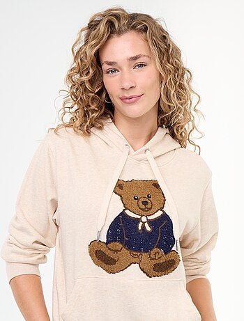 Hoodie met geborduurde beer