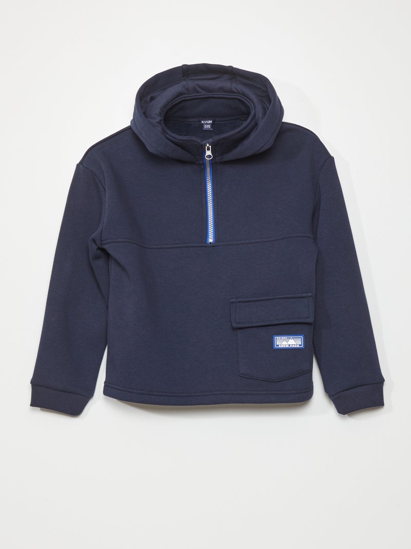 Hoodie met hoogsluitende hals BLAUW - Kiabi
