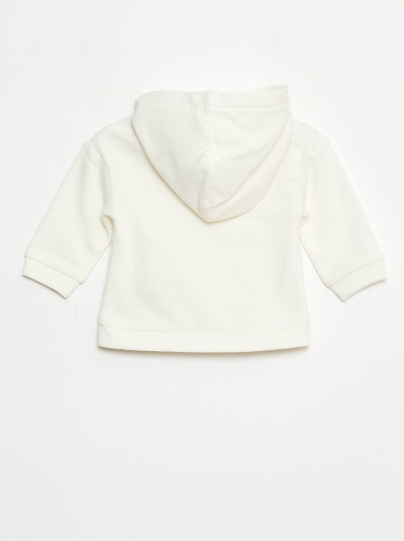 Hoodie met kangoeroezak met ruches Wit - Kiabi