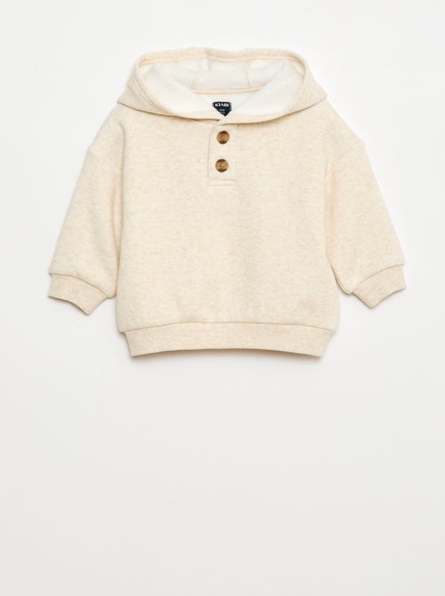 Hoodie met knopen en warme voering - Kiabi