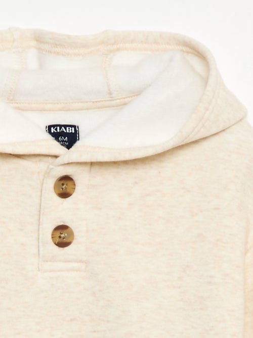 Hoodie met knopen en warme voering - Kiabi