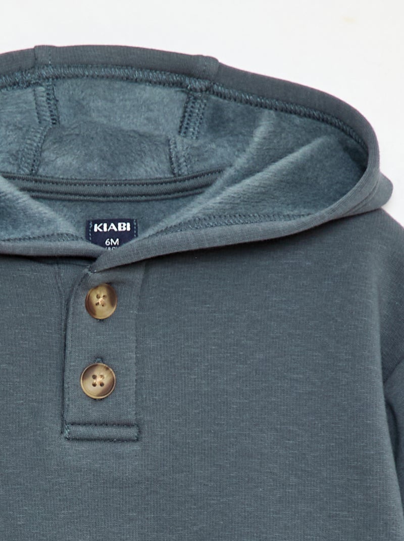 Hoodie met knopen en warme voering blauw - Kiabi