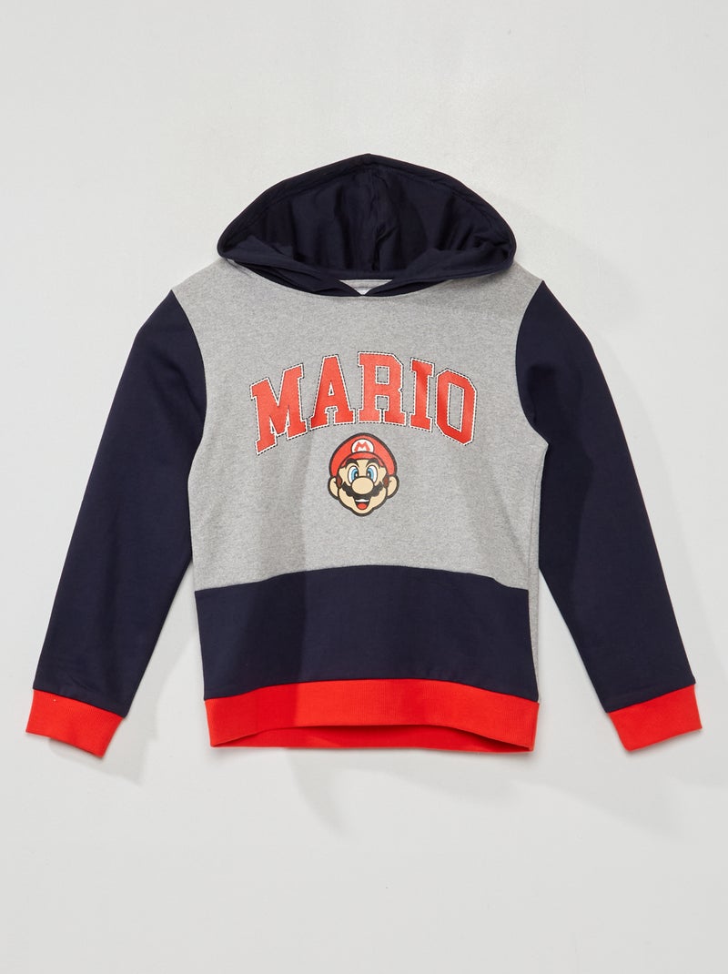 Hoodie met Mario-print navy / grijs - Kiabi