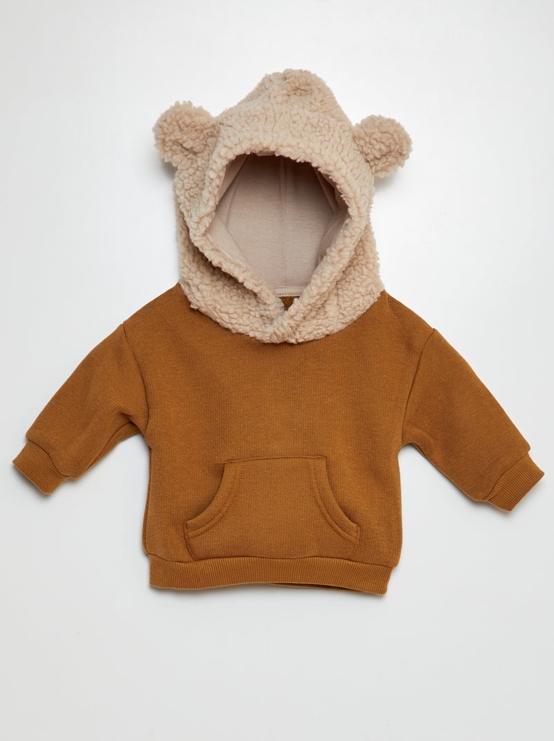 Hoodie met oortjes BRUIN - Kiabi